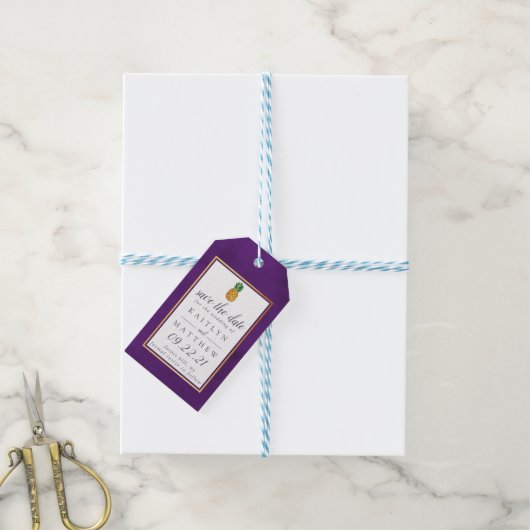 Étiquettes-cadeau Mariage À L'Ananas Tropical Enregistrer La Date Ba (Avec de laficelle)