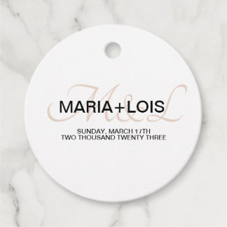 Étiquettes Cadeau Mariage à l'écriture moderne Monogrammé Noir et Ro