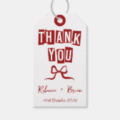 Étiquettes-cadeau Mariage à mâchoire rouge et blanc (Devant)