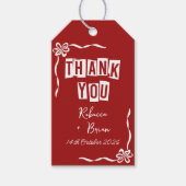 Étiquettes-cadeau Mariage à mâchoire rouge et blanc (Devant)