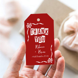 Étiquettes-cadeau Mariage à mâchoire rouge et blanc