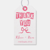 Étiquettes-cadeau Mariage à mâchoires rose et blanc (Devant)