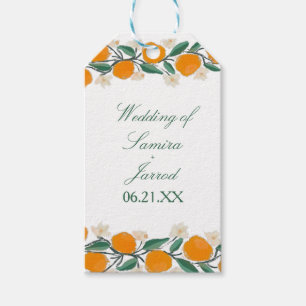 Étiquettes-cadeau Mariage Abstrait Botanique Orange Dessiné à la Mai