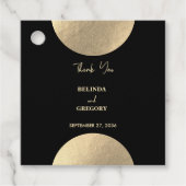 Étiquettes Cadeau Mariage Abstrait moderne Noir & Or contemporain (Devant)