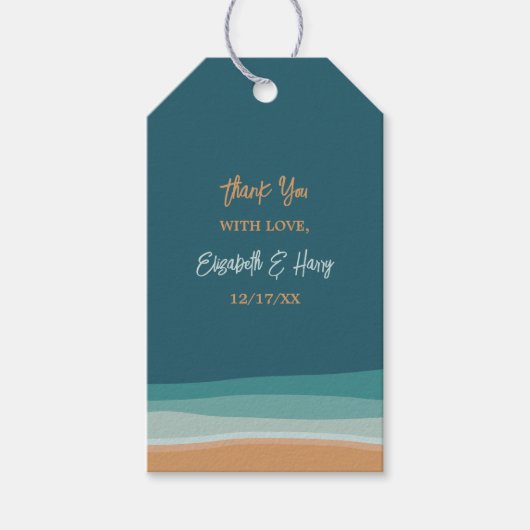 Étiquettes-cadeau Mariage Abstrait Ocean Beach (Devant)