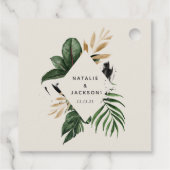 Étiquettes Cadeau Mariage abstrait tropical moderne peint (Dos)