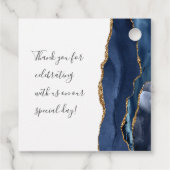 Étiquettes Cadeau Mariage Agate Géode Écriture Bleu Nuit Or (Dos)