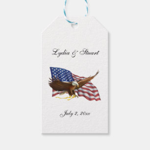 Étiquettes-cadeau Mariage américain du drapeau et de l'aigle