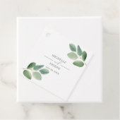 Étiquettes Cadeau Mariage aquarelle vert sauge eucalyptus (En situation)