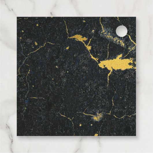 Étiquettes Cadeau Mariage Art déco en marbre d'or noir (Dos)