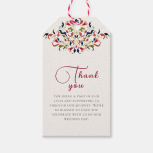 Étiquettes-cadeau Mariage Artistique Botanique Floral Paisley de Lux