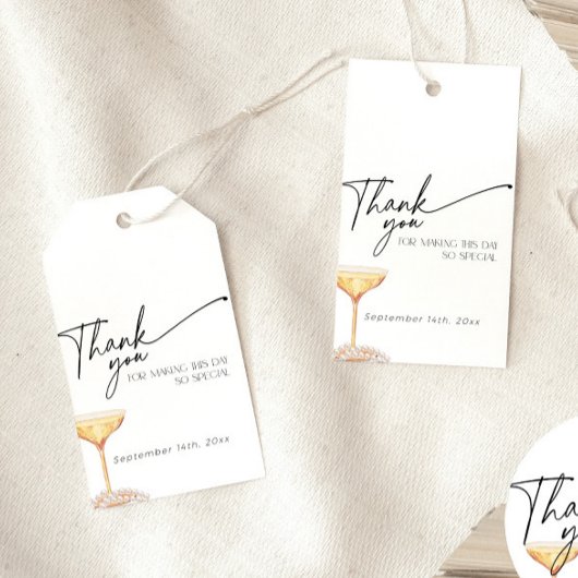 Étiquettes-cadeau Mariage au Perles et Prosecco : Brunch au Champagn