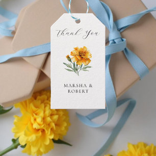 Étiquettes-cadeau Mariage aux Soucis Élégant Fleur Aquarelle Jaune