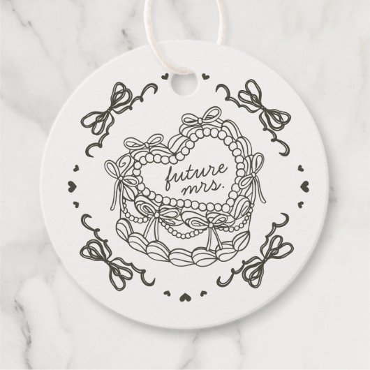 Étiquettes Cadeau Mariage Beige et Retro en Forme de Coeur à la Mode (Devant)