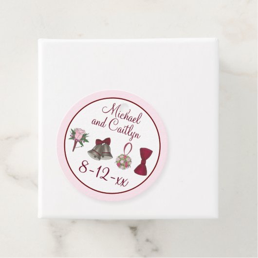 Étiquettes Cadeau Mariage Bells Fleurs Bow Cravate Bridal Rose Bouqu (En situation)