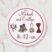 Étiquettes Cadeau Mariage Bells Fleurs Bow Cravate Bridal Rose Bouqu (Devant)