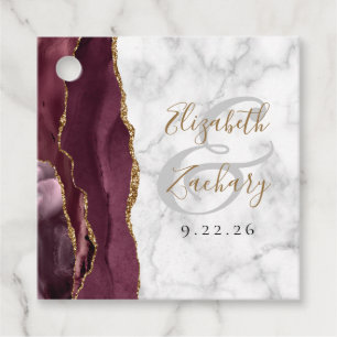 Étiquettes Cadeau Mariage Bille de Nacre Agate Dorée Bourgogne