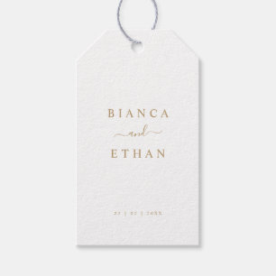 Étiquettes-cadeau Mariage blanc et or simple