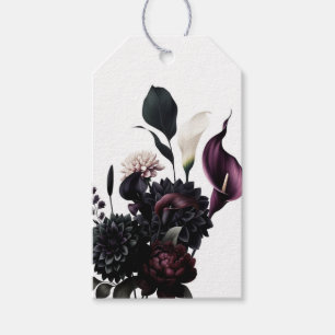 Étiquettes-cadeau Mariage Blanc Floral Romantique Sombre et Sombre