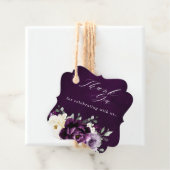 Étiquettes Cadeau Mariage blanc Merci blanc d'aubergine de prune vio (En situation)