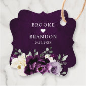 Étiquettes Cadeau Mariage blanc Merci blanc d'aubergine de prune vio (Dos)