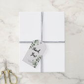 Étiquettes-cadeau Mariage blanc moderne avec un minimum de verdure (Avec de la ficelle)