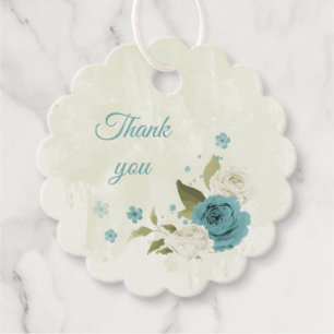 Étiquettes Cadeau mariage bleu blanc fleurs verdure