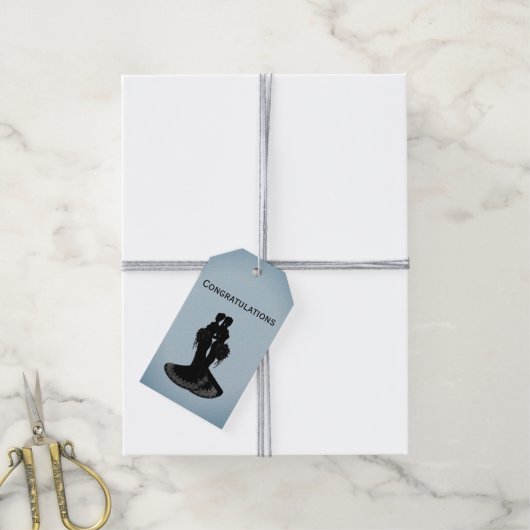 Étiquettes-cadeau Mariage bleu Brides (Avec de la ficelle)
