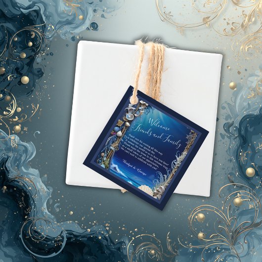 Étiquettes Cadeau mariage bleu côtier