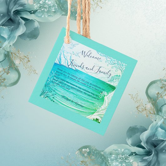 Étiquettes Cadeau mariage bleu côtier