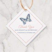 Étiquettes Cadeau Mariage bleu de corail à queue noire minimal merci (Devant)