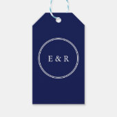 Étiquettes-cadeau Mariage bleu foncé classique (Devant)
