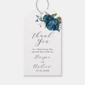 Étiquettes-cadeau Mariage bleu marine Floral Merci (Devant)