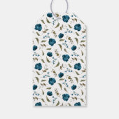 Étiquettes-cadeau Mariage bleu marine Floral Merci (Dos)