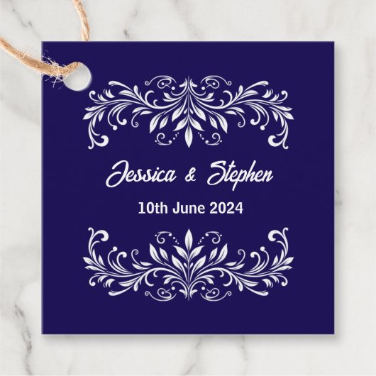 Étiquettes Cadeau Mariage bleu profond (Devant)