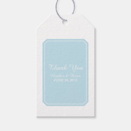 Étiquettes-cadeau Mariage bleu tout simplement élégant (Devant)