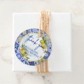 Étiquettes Cadeau Mariage Blue Tile Lemons Script Merci Baby Shower (En situation)