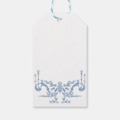 Étiquettes-cadeau Mariage Blue Victorien Orné Floral Élégant (Dos)