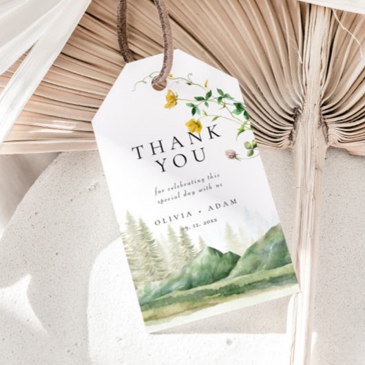 Étiquettes-cadeau Mariage Bohème Champêtre Fleuris Rustique en Forêt