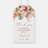 Étiquettes-cadeau Mariage Bohème Fleurs Terracotta Automne (Dos)