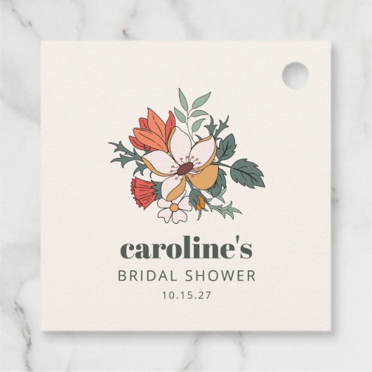 Étiquettes Cadeau Mariage bohème rétro floral personnalisé (Dos)