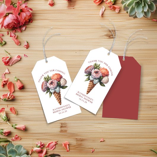 Étiquettes-cadeau Mariage Bohème Rustique de Crème Glacée Fleurs