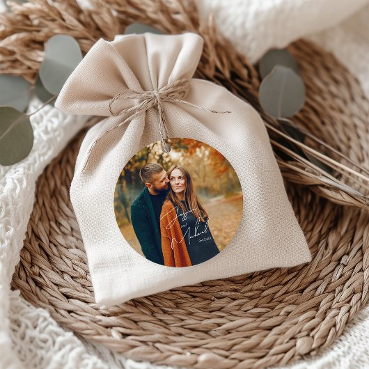 Étiquettes Cadeau Mariage Boho de script élégant photo