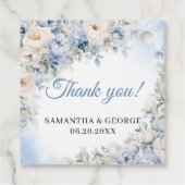 Étiquettes Cadeau Mariage Boho Elegant Dusty Blue et Fleurs d'ivoire (Dos)