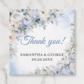 Étiquettes Cadeau Mariage Boho Elegant Dusty Blue et Fleurs d'ivoire (Devant)