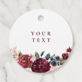 Étiquettes Cadeau Mariage boho rustique bordeaux aquarelle (Dos)