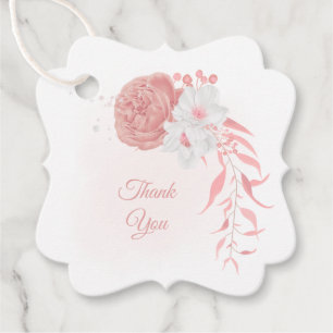 Étiquettes Cadeau mariage botanique de fleurs rose et blanche