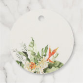 Étiquettes Cadeau Mariage botanique vert orange tropical (Dos)