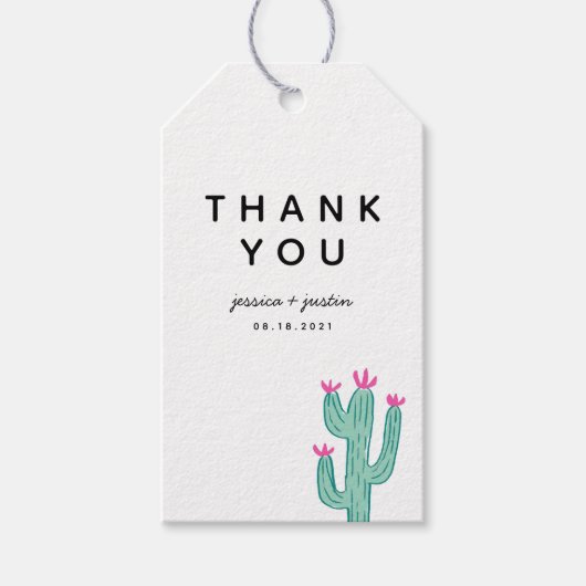 Étiquettes-cadeau Mariage Cactus simple Merci Favoriser (Devant)