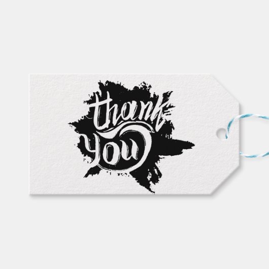 Étiquettes-cadeau Mariage cadeau Merci noir et blanc Paint Splat (Devant (Horizontal))
